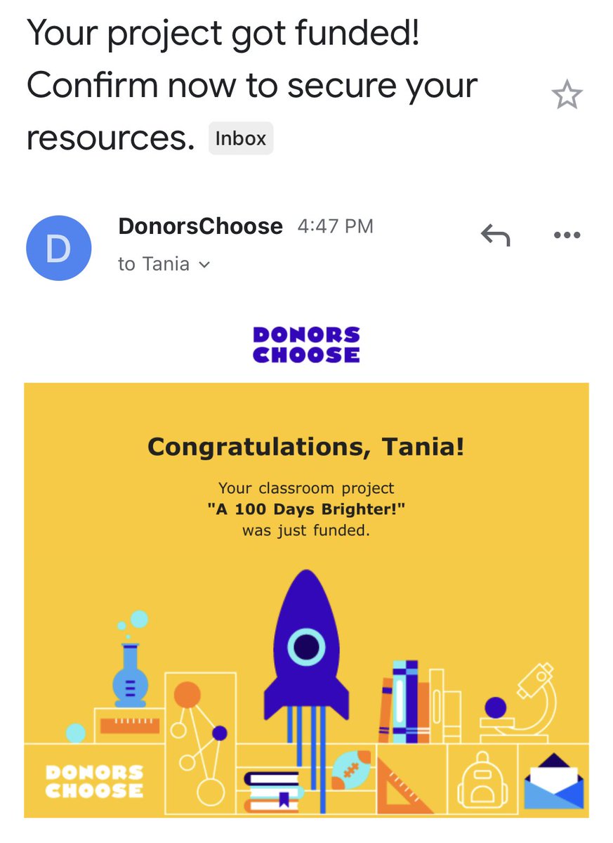 Just what I needed on this rainy day!!! Yay! My kids are going to be so surprised! Can’t wait to GLOW UP #DonorsChoose #100daysbrighter