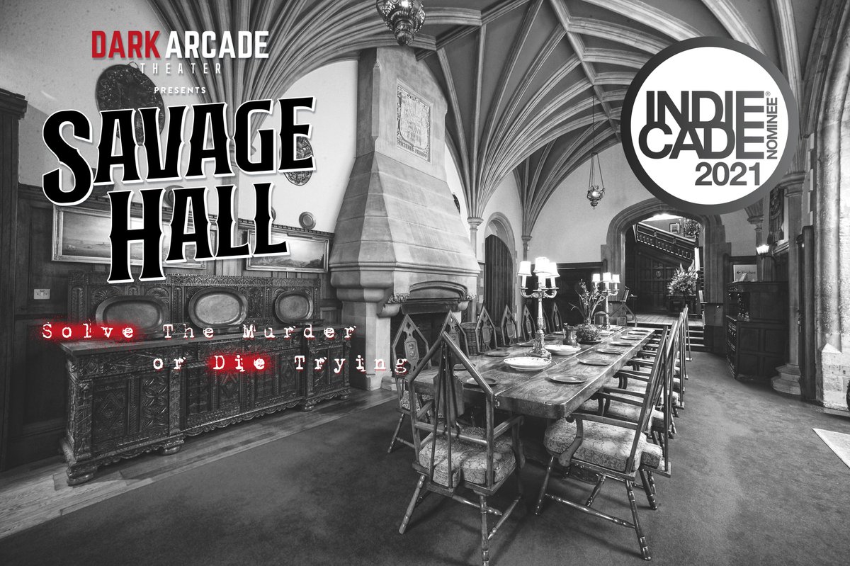 Arcade_Theater's tweet photo. Today's the day! Tickets are ON SALE for our IndieCade 2021 nominated game, SAVAGE HALL!! Use code: INDIECADE21 till 10/27 to get $35 OFF your purchase! See if you have what it takes to survive a night in #SAVAGEHALL. Link in bio. https://t.co/AptJKZ4kWd