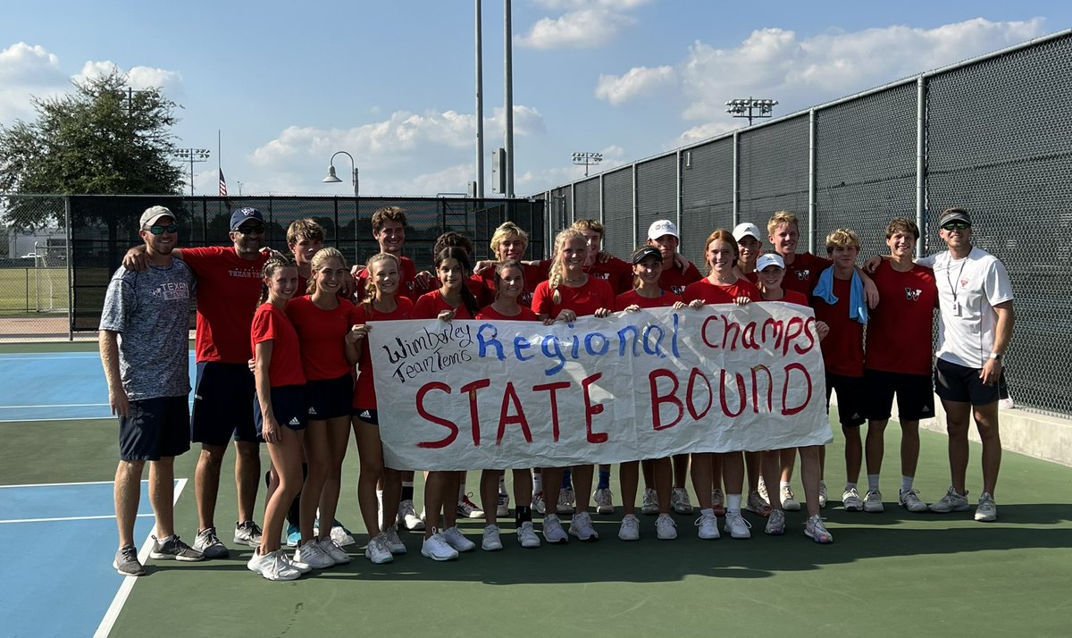 WimberleyHS's tweet photo. Wimberley Tennis is going to STATE! Great Win Texans! #WHSTEXANPRIDE https://t.co/mt0fEmjhjV