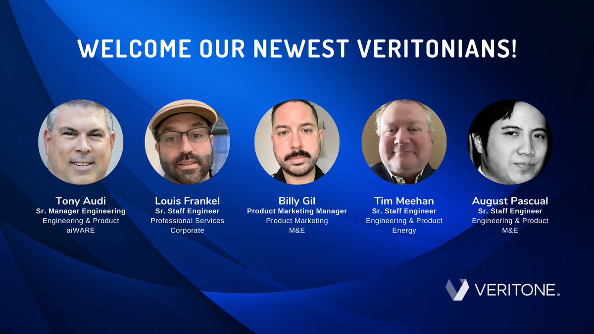 veritoneinc's tweet photo. We are VERI excited to welcome the newest additions to the AI Revolution: Tony, Louis, Billy, Tim, and August!

#LifeAtVeritone #NewHires https://t.co/LUUfQhz1iE