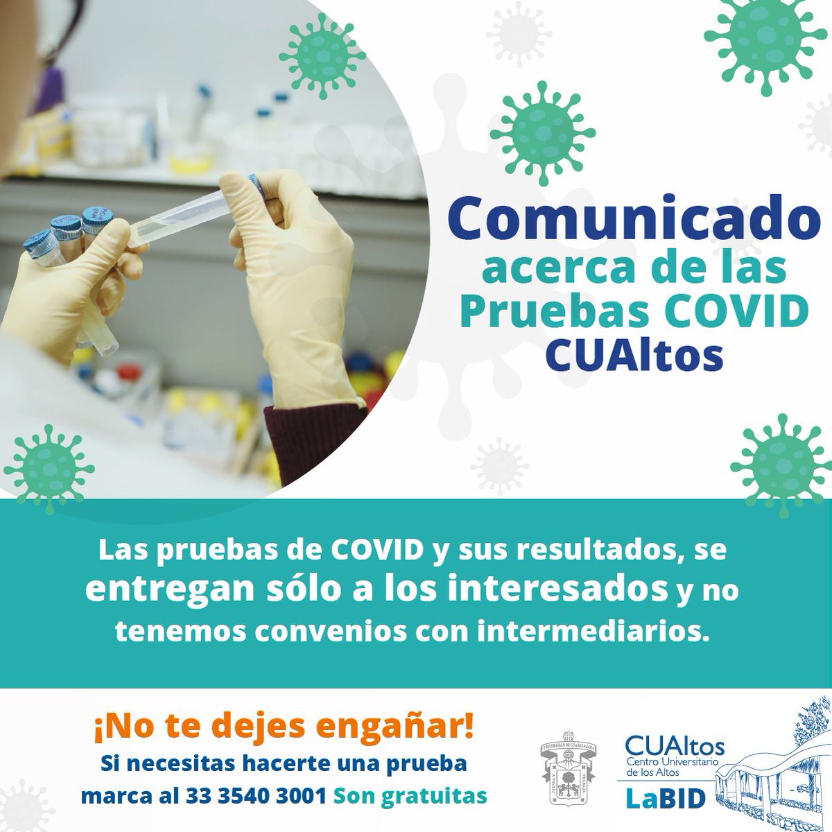 ⚠️Los resultados de pruebas COVID se entregan directamente a los interesados, no contamos con intermediarios. ¡No te dejes engañar! ⚠️ Si requieres una prueba, solicita una cita al 33 3540 3001☎️ @KarlaPlanter1 @RomeroMenaFco @AponceEmobil @DrSergioSE @jaibri1