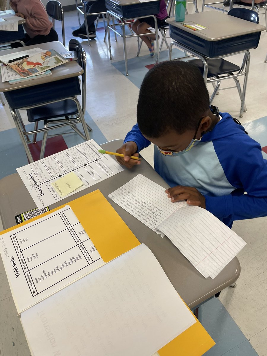 Proud teacher moment! We were so excited to keep working on our drafts today! Wonderful writers in progress! 📝 Love seeing my friends using the tools in their writing folders! Working hard to pick vivid verbs and transition words. 😊#marinermoments #mesnhcs