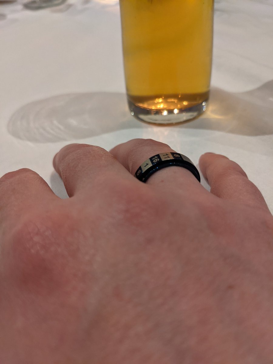 Nekrosangelo's tweet photo. One of the two pieces of jewellery I wear for a wedding. My d20 ring from @DiceRings https://t.co/k80WBzinW5