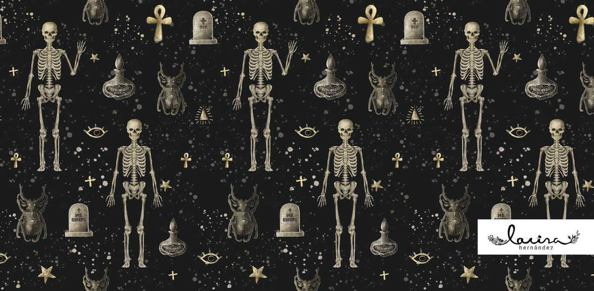 Friendly skeleton! The spooky season is here! #halloween #creepyart #skeleton #hauntedplaces #potionbottle #surfacedesign #patternrepeat #illustratorlife #surfacedesigner