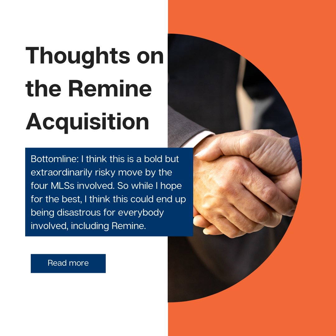 robhahn's tweet photo. Have you heard? Remine was just acquired by MLS Technology Holdings, LLC. Read my thoughts on this acquisition as a VIP member here: https://t.co/7NuR7Jz3cK
#notoriousrob #realestateadvisor #realestate #realestateinvesting #realestateexperts #realestatenotes #realestateadvi ... https://t.co/2IzHzRT0oU