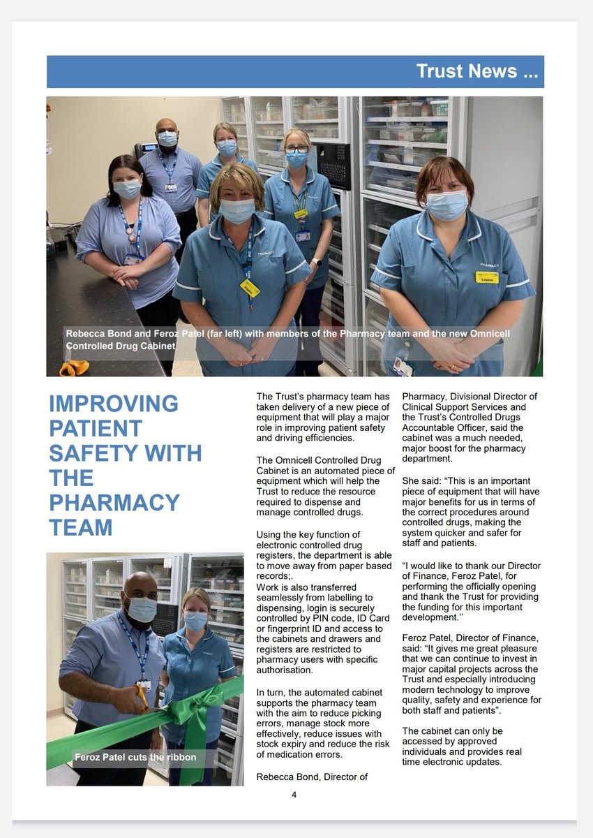 Huge thanks to the Comms Team and Feroz <a href="/BlackpoolHosp/">NHS Blackpool Teaching Hospitals 💙🌈</a> for joining our Omnicell automated CD cabinet launch <a href="/PharmacyBTH/">Pharmacy BTH 💊</a>. It's given the department a great boost 💚