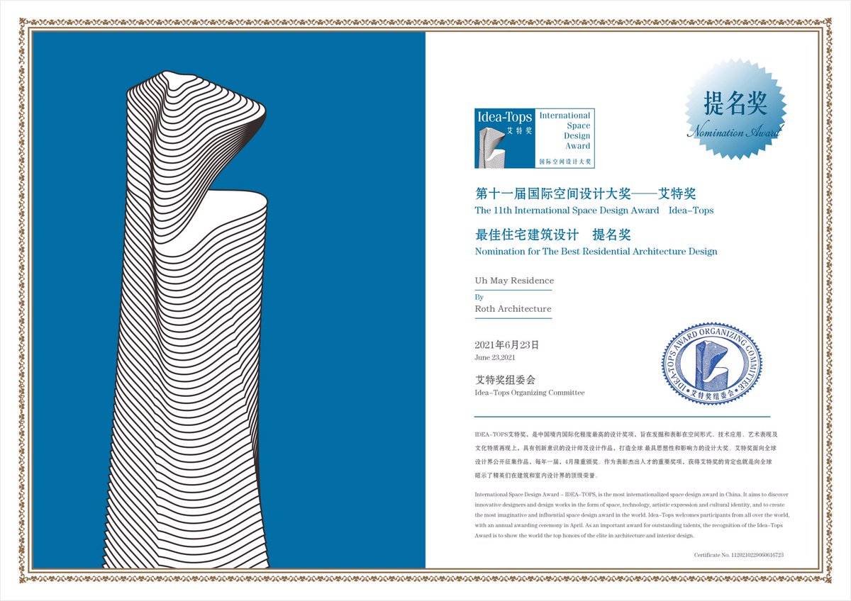 RothAzulik's tweet photo. ¡Estamos muy felices de ser parte de la nominación del International Space Design Award Idea-Tops nuevamente, ahora en su 11ava, edición. Hoy nuestra  AZULIK Residence, ha sido nominada en la categoría The Best Residential Architecture Design. https://t.co/0lIRWdaPIu