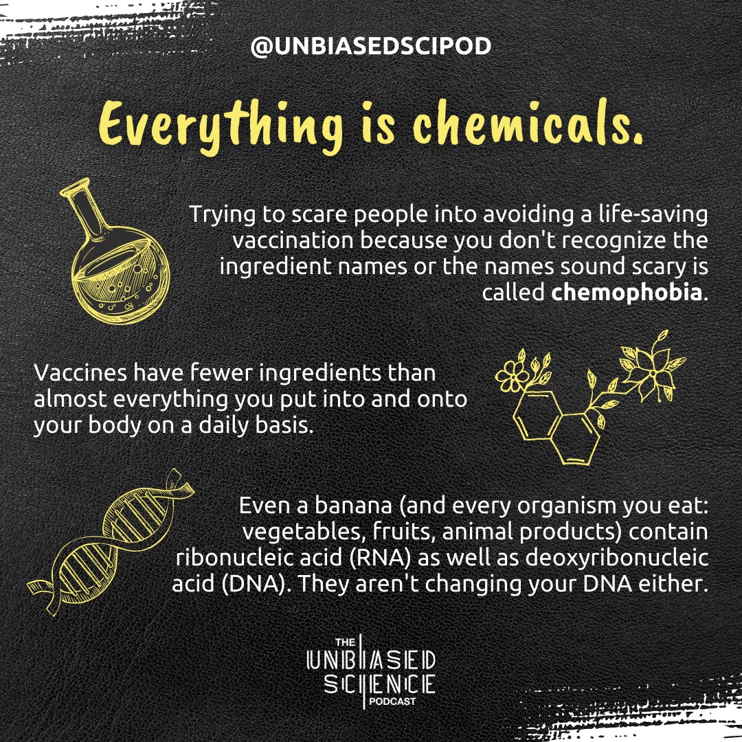 unbiasedscipod's tweet photo. Let's peel back the chemical composition of a banana! 

Many people who oppose #vaccines, certain medications, &amp; even types of foods will exploit an appeal to emotion using principles of chemophobia.

In fact, everything is chemicals. 🍌⚕️👩‍🔬

#WomenInStem

https://t.co/8WpnJlDRFW https://t.co/kXE0qLjNt5