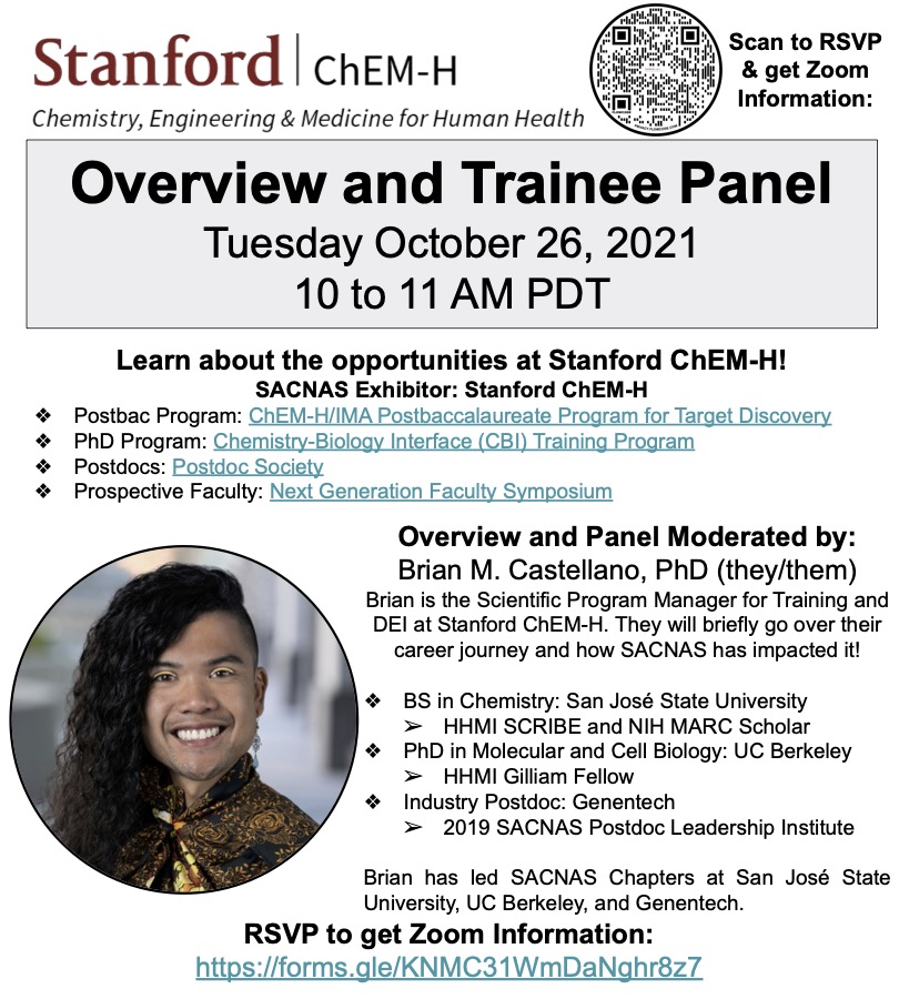 Bria Castellano, PhD (@queerentist) on Twitter photo Transitioned from the bench & just finished my 8th week as a Scientific Program Manager for Training & DEI at <a href="/Stanford_ChEMH/">Sarafan ChEM-H</a>! If you'd like to learn more about my career journey and new position, RSVP here for a Zoom Event this Tuesday Oct 26 10-11am PDT! forms.gle/KNMC31WmDaNghr… Transitioned from the bench & just finished my 8th week as a Scientific Program Manager for Training & DEI at <a href="/Stanford_ChEMH/">Sarafan ChEM-H</a>! If you'd like to learn more about my career journey and new position, RSVP here for a Zoom Event this Tuesday Oct 26 10-11am PDT! forms.gle/KNMC31WmDaNghr…