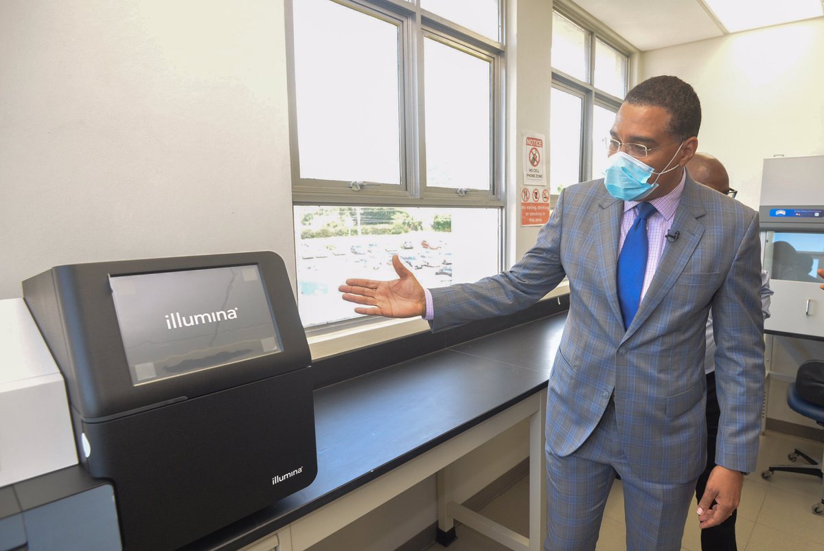 AndrewHolnessJM's tweet photo. (1/2) Through financing from the CHASE Fund, an agency under the @OPMJamaica, the long-awaited Genome Sequencer, which will test for different strains of COVID-19 as well as other viruses, was handed over to the National Influenza Centre at the @UHWI_JA this morning. https://t.co/gf1UaD9Rcq