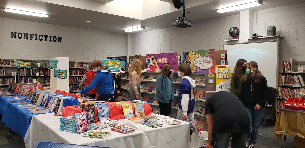 LSMSlibrary's tweet image. Great day in the LSMS library! Cookie tasting, pinkout, book fair, and mindfulness activities. #rsdlibraries