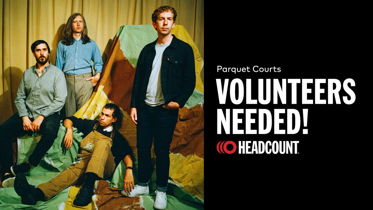 Want to see Parquet Courts &amp; help protect the right to vote? Sign up to volunteer at headcount.org/parquetcourts! We're kicking off tonight at the <a href="/MusicHallofWB/">Music Hall of Williamsburg</a>. Fans that help us #SaveTheVote on this tour will get a free custom sticker designed by the band!
