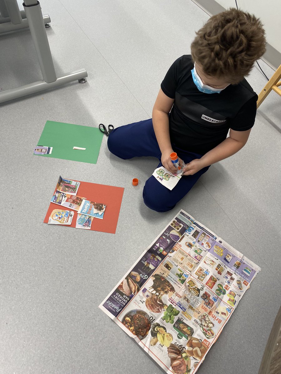 We explored healthy and unhealthy foods with some grocery store flyers today! We love hands on learning! <a href="/Connaughtcomets/">Ecole Connaught</a>