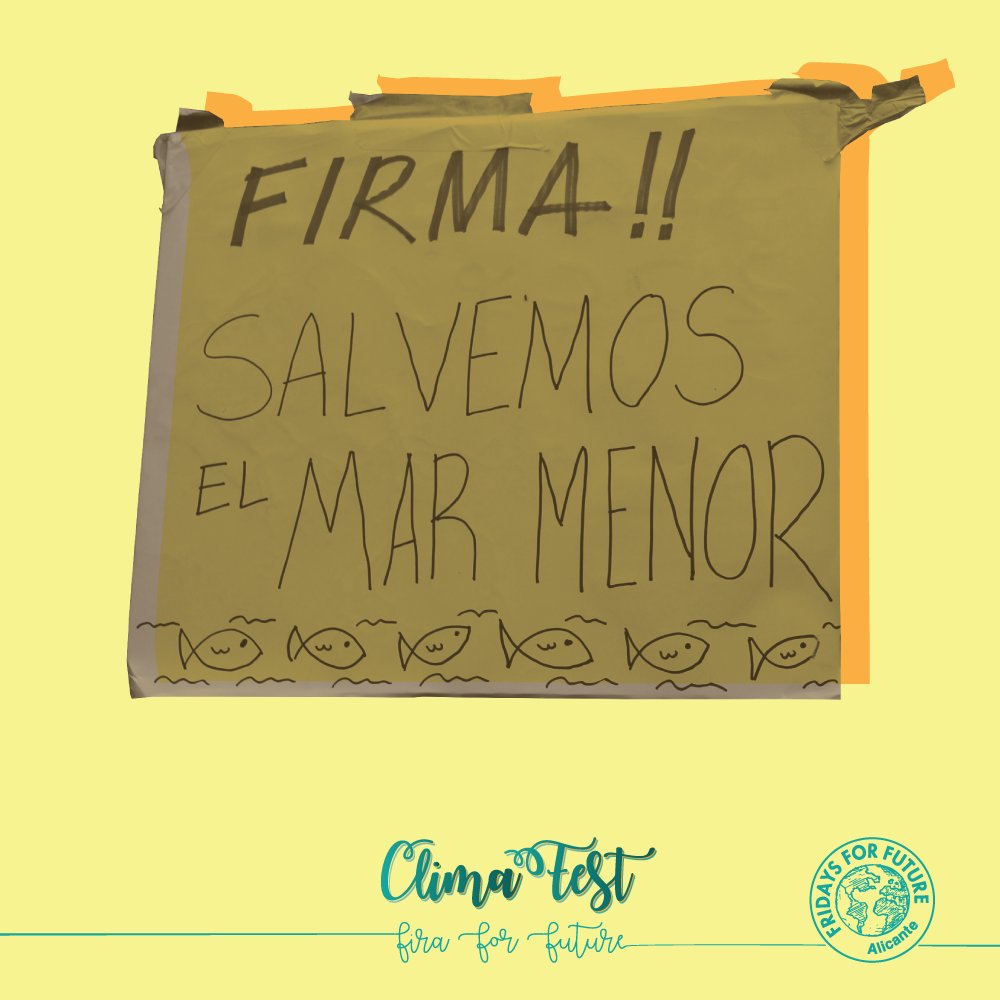 Queremos un #ClimaFest reivindicativo para luchar contra la catástrofe climática. ¡Salvemos el Mar Menor!✊🏼

Volem un #ClimaFest reivindicatiu per a lluitar contra la catàstrofe climàtica. Salvem el Mar Menor!✊🏼