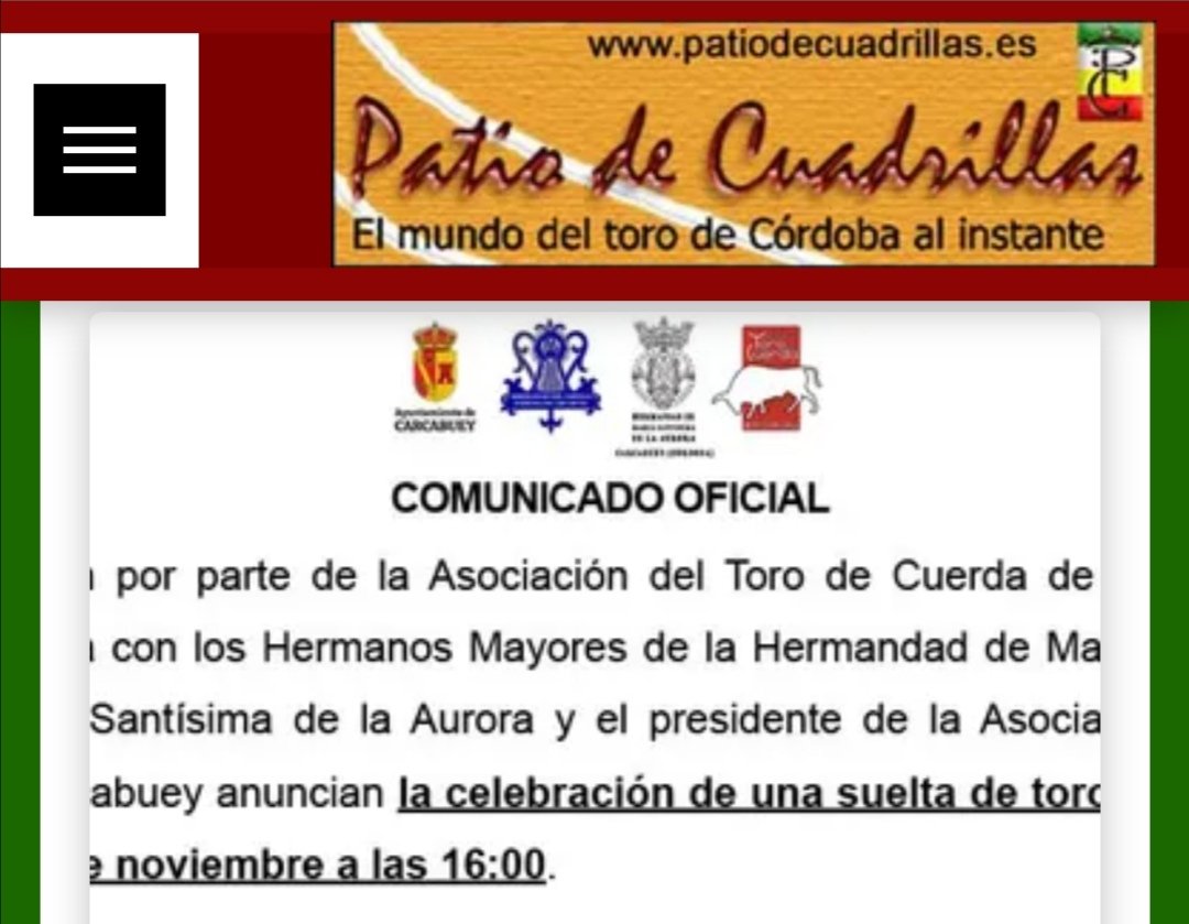 PatiodeCuadrill's tweet photo. 🗣️ COMUNICADO 🗣️
Carcabuey tendrá un Toro Cuerda extraordinario
https://t.co/7k17f7KKx8 https://t.co/Yy9Aj9v25Z