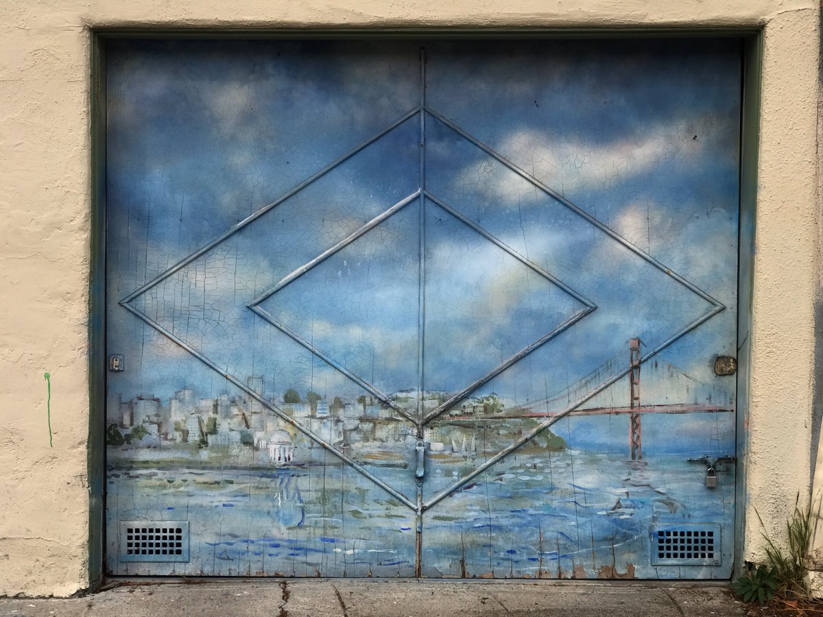 seanyodarouse's tweet photo. Love the #GarageDoor #mural on this building at the corner of Virginia and Euclid #BeautifulBerkeley #QuirkyBerkeley https://t.co/fGMGCLU7XP