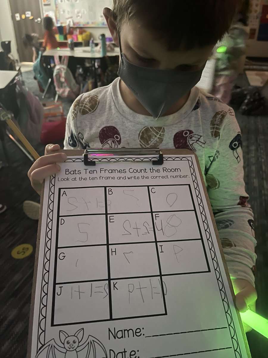 PaezMrs's tweet photo. We also used our chem lights to find numbers in 10 frames around the room! Students got to choose how to represent the numbers they found. Differentiation doesn’t always have to be more prep on the teacher!! @TISDGOES #GOseastheday🐯🖤💛 #rockyourschool https://t.co/4R7pYKDLjd
