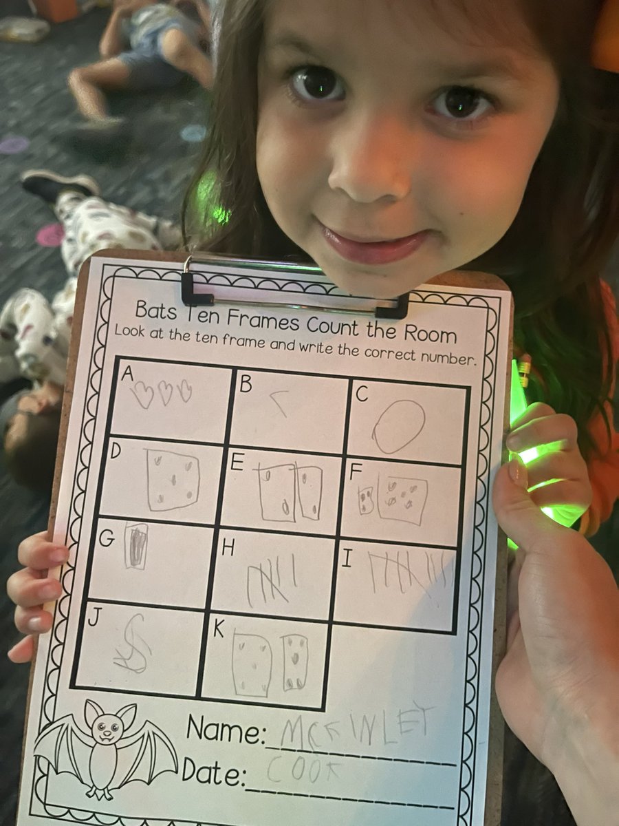 PaezMrs's tweet photo. We also used our chem lights to find numbers in 10 frames around the room! Students got to choose how to represent the numbers they found. Differentiation doesn’t always have to be more prep on the teacher!! @TISDGOES #GOseastheday🐯🖤💛 #rockyourschool https://t.co/4R7pYKDLjd