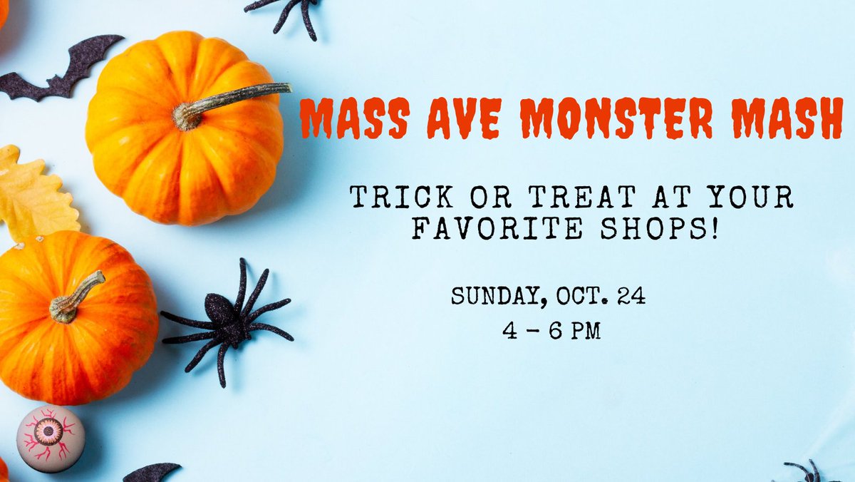 homespunindy's tweet photo. Join us and your favorite Mass Ave haunts for Monster Mash this Sunday from 4 to 6 pm! We have treats for you and your little pumpkins!! https://t.co/MhcqaBwwQl
