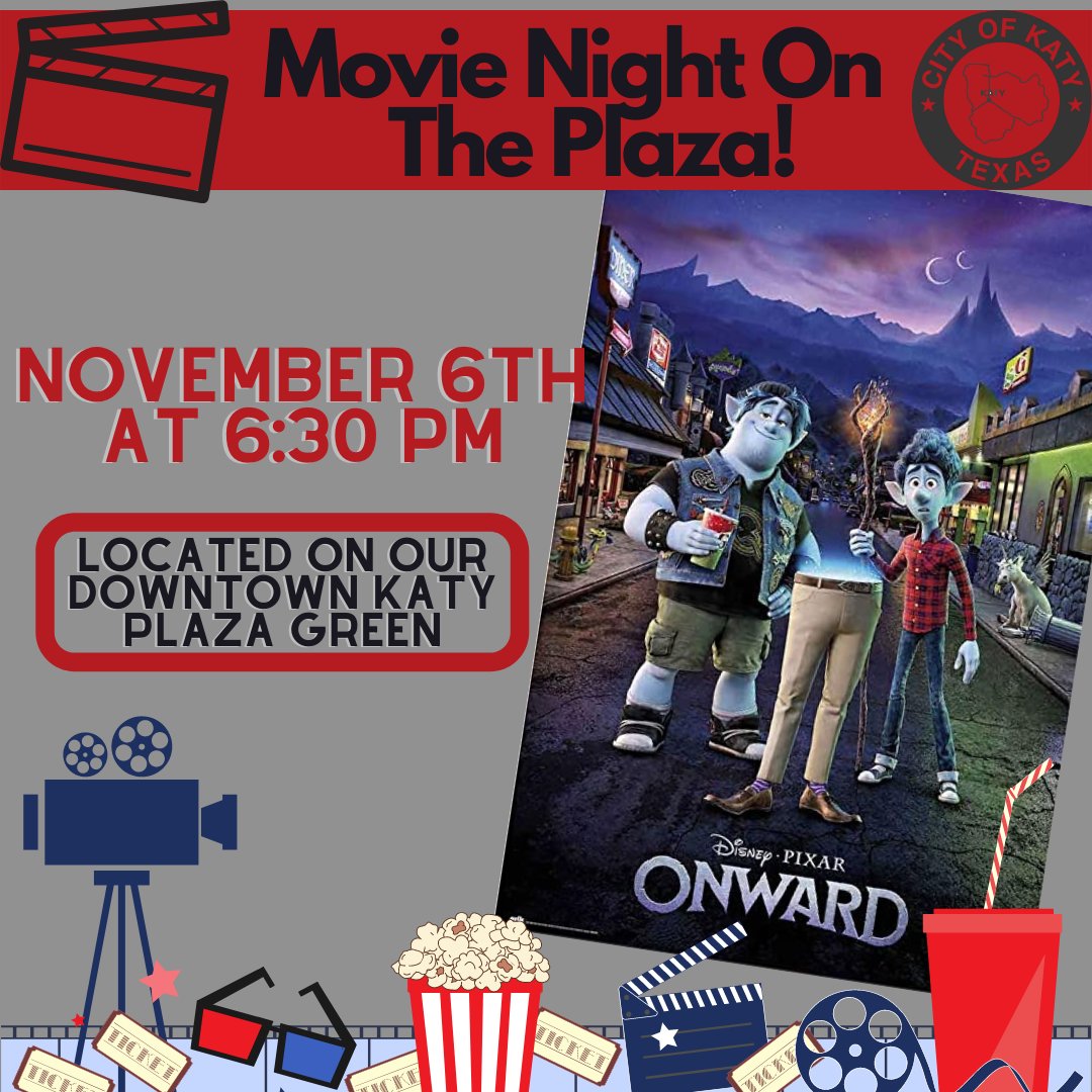 cityofkaty's tweet photo. Join us on November 6th at the Downtown Katy Plaza located in front of City Hall for our Movie Night at 6:30PM.
Grab your lawn chairs and blankets and come find a spot on the green to enjoy the movie with us!

#MovieNightOnThePlaza #MovieNight #DowntownHistoricKaty #KatyEvents https://t.co/7O961BIDHx