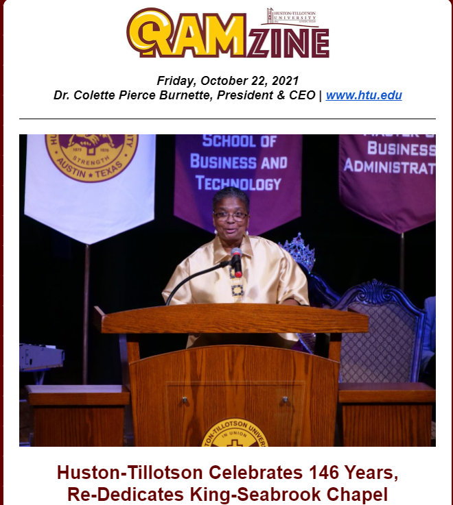 HustonTillotson's tweet photo. In this week's RamZine, 146 Years of #HTExcellence was celebrated in the re-dedicated King-Seabrook Chapel, a Basketball Hall of Famer spoke on campus, and so much more!
Get the latest HT news here - https://t.co/eBZ84q9YHl
#HTisIDEAL #CultureOfExcellence #GeniusGeneration https://t.co/2w3tPMNiew