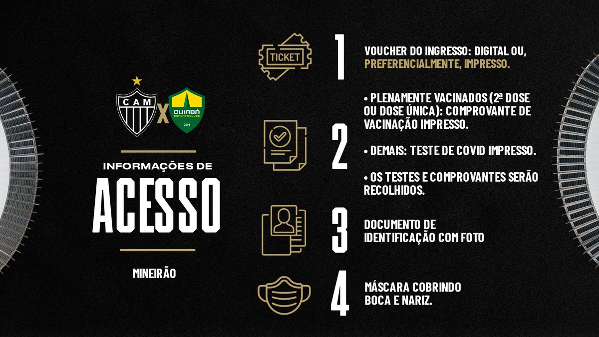 🐔🥁🏟️ Domingo, às 16h, tem Atlético x Cuiabá pelo <a href="/Brasileirao/">Brasileirão Betano</a>!

🎫 Confira todas as informações de acesso ao Mineirão: bit.ly/2Zl7uX8

⚔ #TodoJogoÉDecisão #CAMxCUI 🏴🏳️