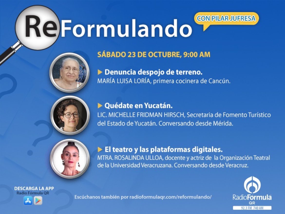 asetur_mx's tweet photo. #ASETUR 🤝 @RFQR presentan:
🇲🇽 💬 #TuDestinoMéxico, una serie de entrevistas que podrás escuchar y ver en el programa #ReFormulando para conocer los destinos turísticos del país. https://t.co/1Lfzo5WExB
