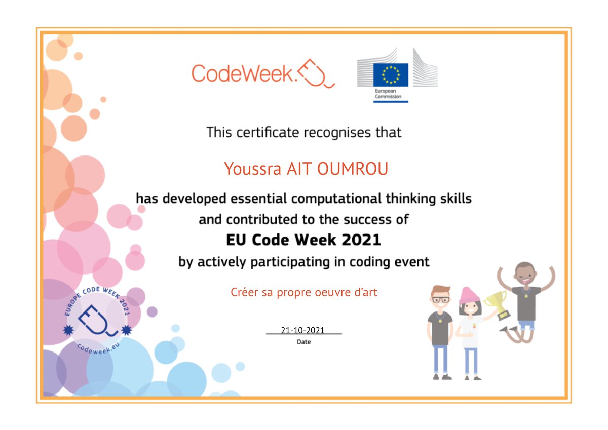 ELBALGHITIANAS's tweet photo. The certification of students for coding activities was successfully finalized this year as well. Tamkaidoute Group School troc Aicha MEBARK 🇲🇦
#CodeweekEU #code  #coding #CodeWeek #codeweekchallenge #MicrosoftEdu #minecraft #HourOfCode @PlayCraftLearn @taalimtice @AyoubiHasnae https://t.co/raCwre4lSu