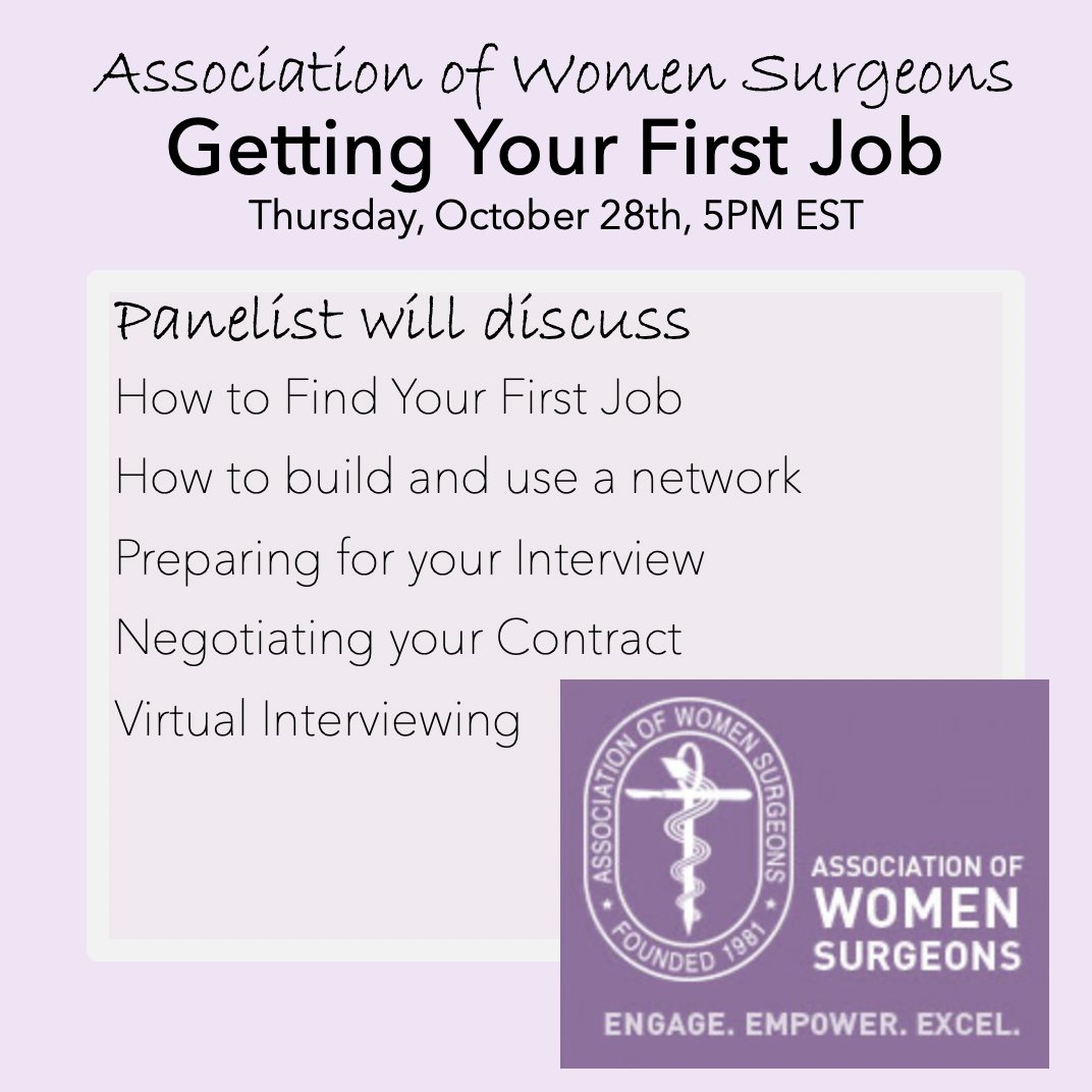 SDreamMD's tweet photo. Join us for the @WomenSurgeons  Webinar: “Getting Your First Job” on Thursday, October 28 at 5-6:30PM EST with @umaduekwemd @lindsaykuo @lisacannada @babydocbigdata Dr. Jessica Weaver, @mcwhmd and Dr. Rebecca Craig-Schapiro! Register here: https://t.co/e2bKix8BA1~~ https://t.co/0NOiTLZkDW