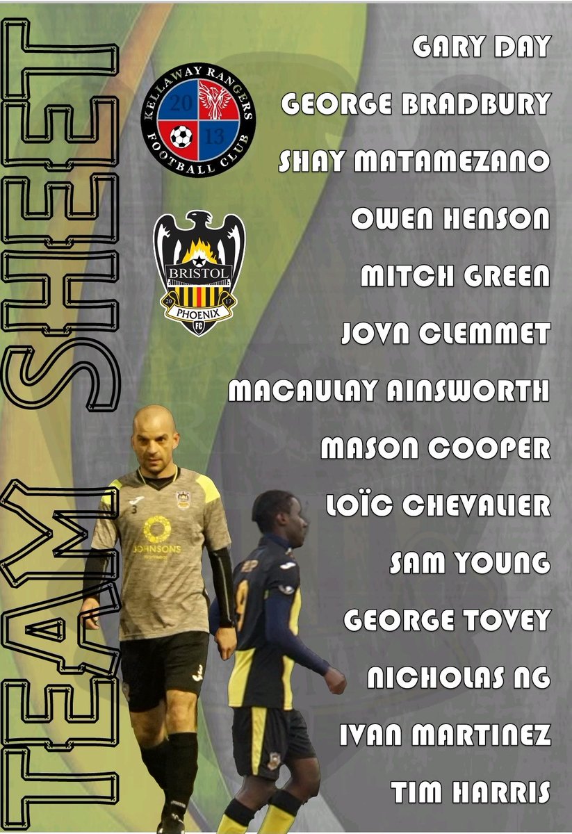 <a href="/BristolPhoenix2/">Bristol Phoenix Reserves</a> Team Sheet v <a href="/KellawayRangers/">Kellaway Rangers FC</a> 

Tomorrow / Newham Park / 2PM

#UTP