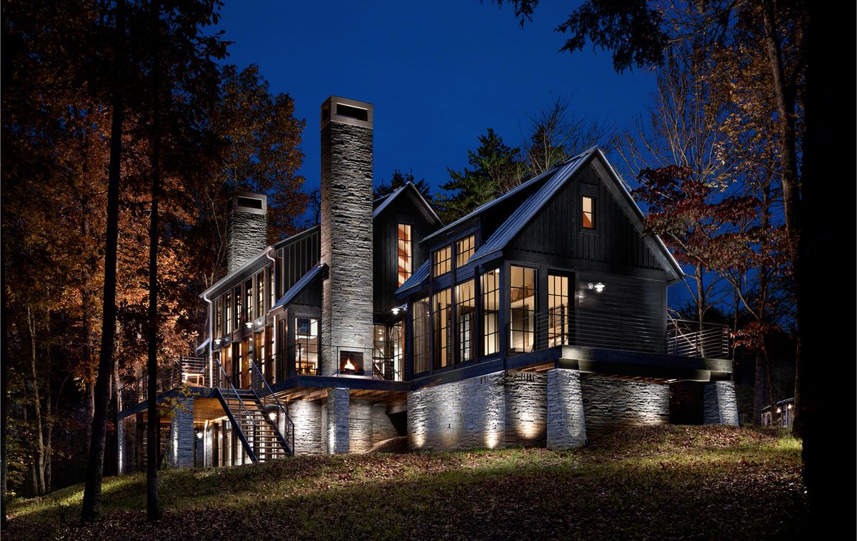 BauerAskewArch's tweet photo. Sited at the edge of a wooded bluff overlooking an historic barn and Old Mill Creek - this assemblage of three rural dwellings enhances the inspiration for a Nashville songwriter and his family. #architecture #nashville https://t.co/c7ChuAM149