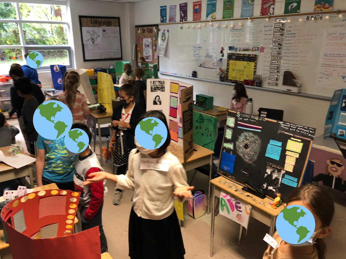 Grade4STJ's tweet photo. I am blown away by the growth exhibited in our gallery walk today! Students expressed excitement, focus, and such agency with the completion of their projects! With little time, students were able to teach others so much about heroes that time again teach us to never give up. https://t.co/Dfxop4OWIs