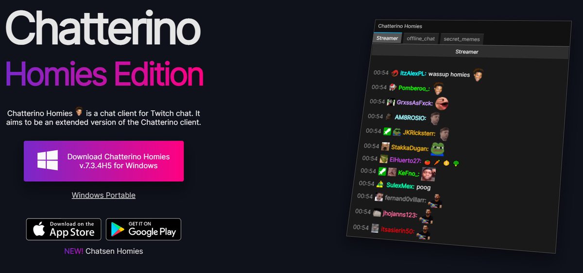 itzAlexPL's tweet image. After months of development we have launched Chatterino Homies. A modification of Chatterino in which everyone can have a badge for free. You can download it at chatterinohomies.com