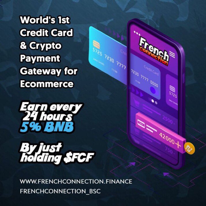 A project with great potential if done right - @FCF_Bsc 

-First crypto and credit card payment gateway allowing shopify stores to accept any crypto as payment
-Also has $BNB rewards for holders 
-Doxxed team

Telegram - t.me/frenchconnecti…

DYOR

#BSCGems