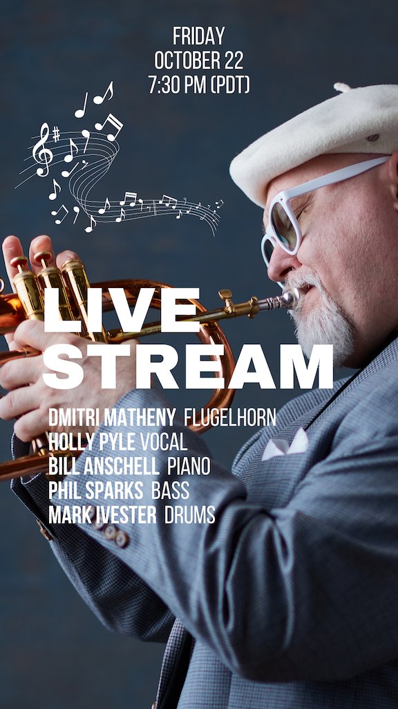 DmitriMatheny's tweet photo. Tonight, Friday October 22, from 7-9pm, I’m flugelin’ @The_Seasons (Yakima) with #HollyPyle @billanschell #PhilSparks and @markdivester. Pay-What-You-Can Livestream available — join us!
https://t.co/q7J0FTiLMy https://t.co/4WhORPKENu