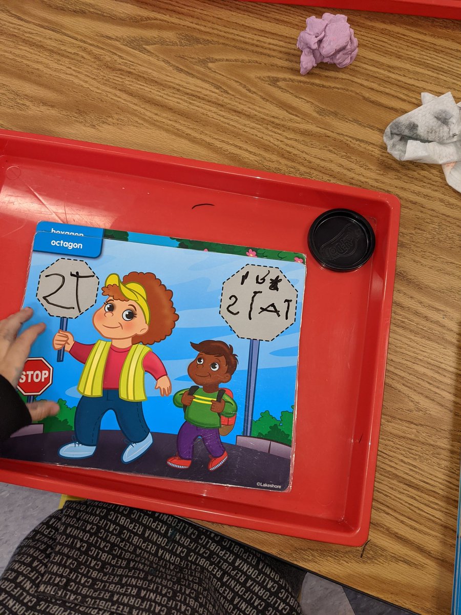 While playing with playdough as we do in #preschool one of my SS likes to trace shapes, he now also likes to write words too (💯 independently).#Sped #rioschools