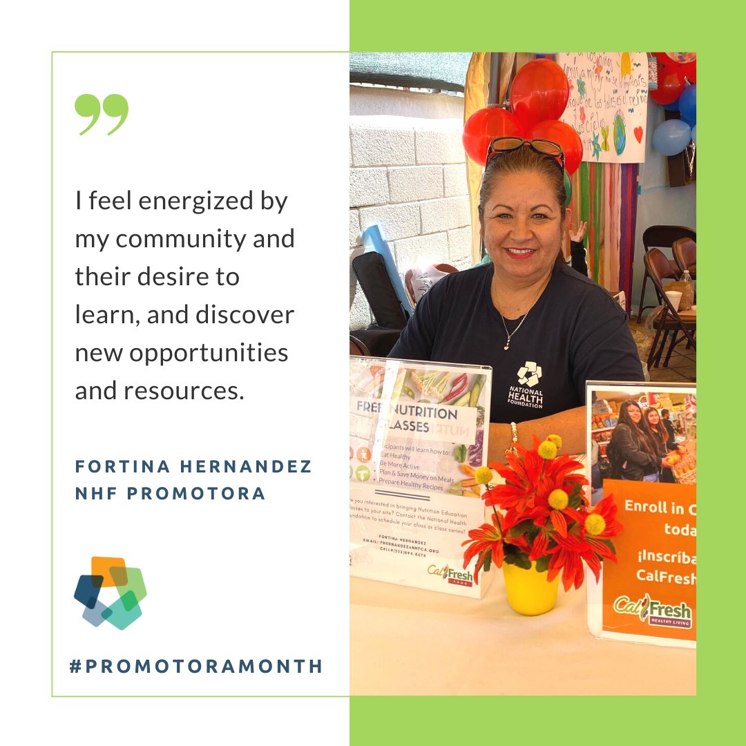 NHFcommunity's tweet photo. DYK? October is #PromotoraMonth, a perfect time to highlight NHFs Promotoras and their work to address #FoodInsecurity in their community. Promotora Fortina works directly w/ community members to connect them to food benefits & other social services. 👏 🙌
#NHFCommunity https://t.co/YX7FD3iFLp