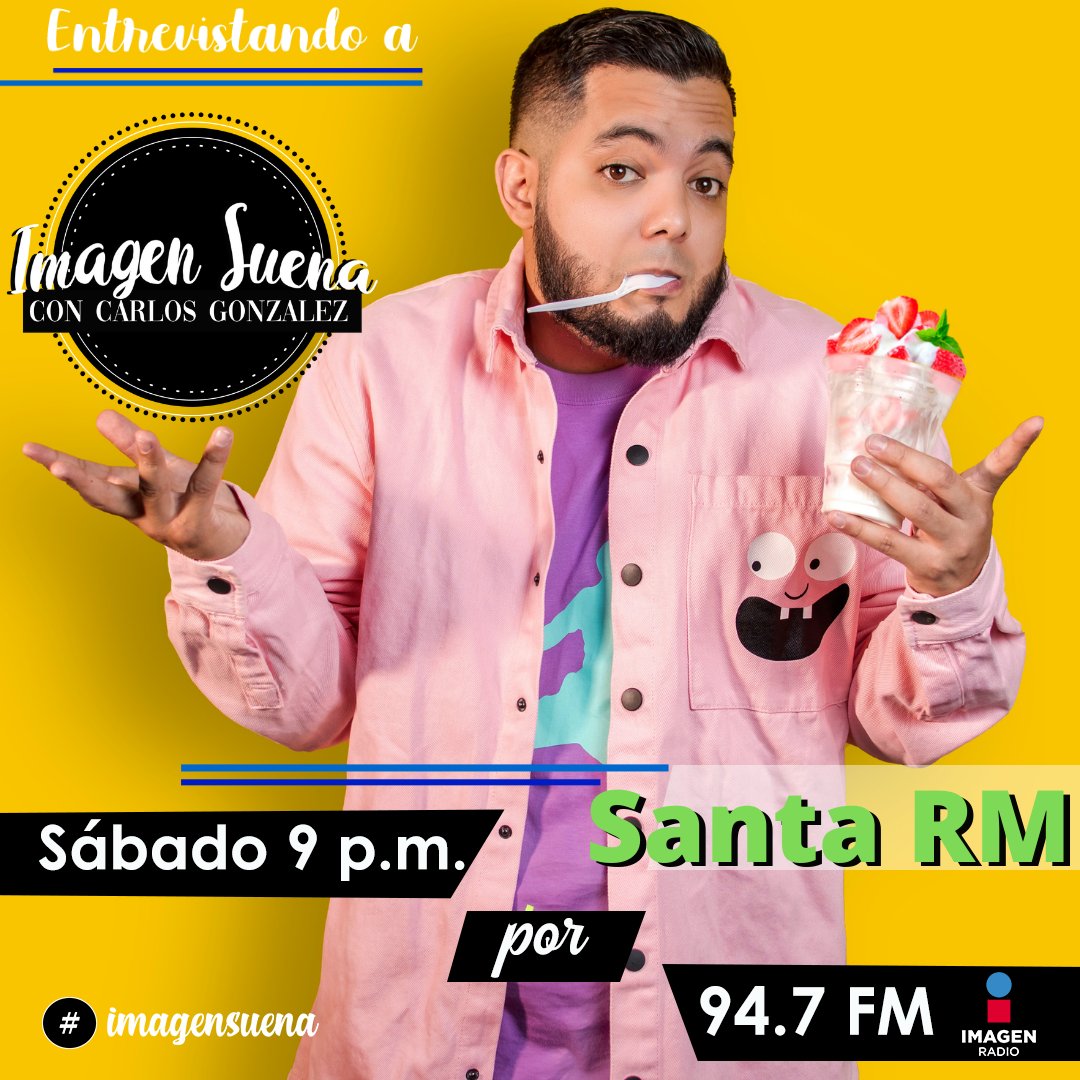 suenaconcharly's tweet photo. 🎶 Éste sábado en #ImagenSuena con @charlysuena, no te pierdas la entrevista EXCLUSIVA con #SantaRM 🎤🔥
👉🏽Te esperamos a las 9 p.m. por Imagen 94.7 FM #Querétaro o en https://t.co/37etD8MO7B 😱💥
#Queretarock #Qro #México #Sábado #Santa #Rap #HipHop @SantaRM_Oficial https://t.co/vNnKtCBJw8