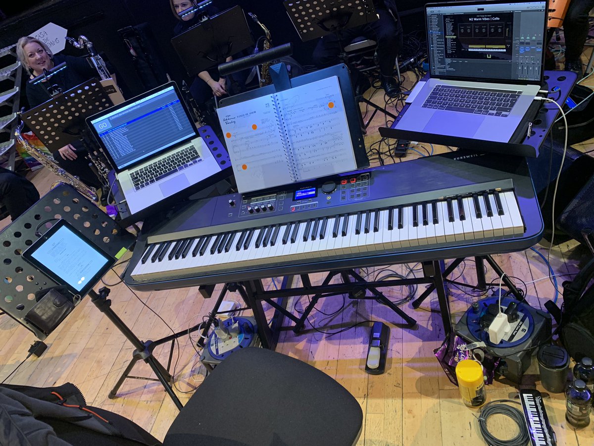 This weeks setup with <a href="/TADLOP1/">TADLOP</a> at <a href="/TelfordTheatre/">Telford Theatre</a> for this weekends run of The Addams Family. Absolute beast of a show to play and MD, just need a few more arms! Also spot <a href="/FraggleWorks/">Hollie Whittles 💜</a> photo bombing!