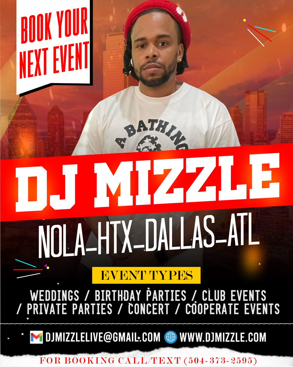 JazzyNOLA's tweet image. NOW TAKING #NOVEMBER BOOKINGS 📌

Contact Us
🌐 djmizzle.com
📞 +1 504-373-2595
👤 djMizzlelive@gmail.com

#DjMizzle #producer #artist #musician #band #mizzleexperience #nolarecordbreaker #moveit4mizzle #mixshow #djradio