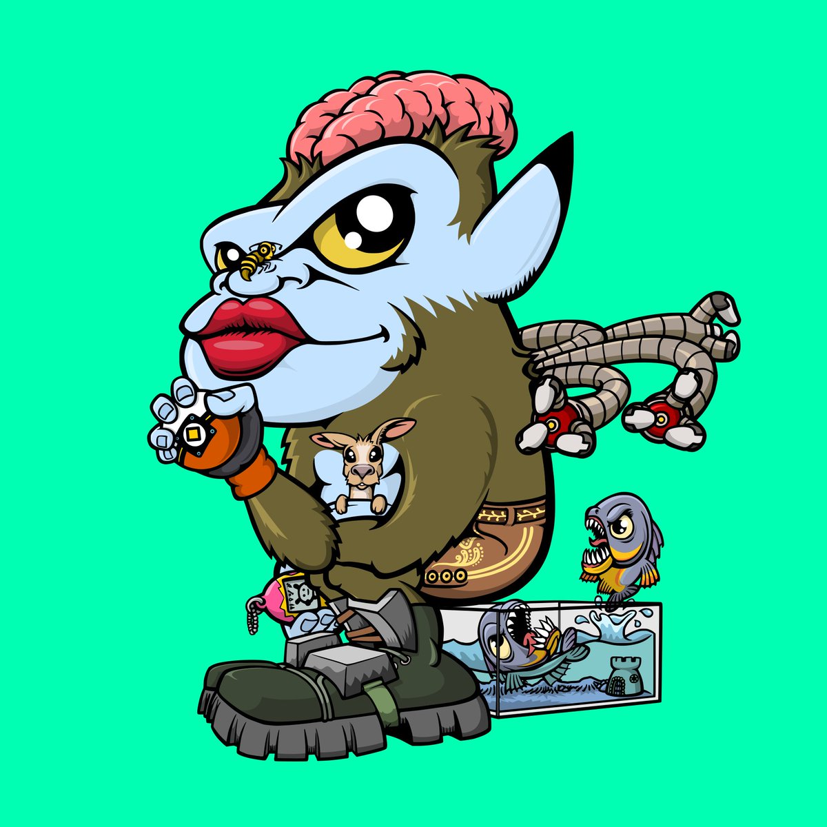 GrumpyMunkyClub's tweet photo. Greeetings from this #ArtisticAlpha๐ฅฐ
Created with the heart โค built with the mind ๐ง ๐
#BrainsOut #RosyLips #Tentacles #PiranhaAttack #NFTs #Ethereum #BSC https://t.co/HWbwD5MUIq