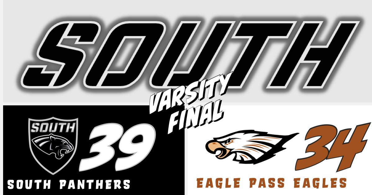 USPanthers's tweet photo. 🚨🐾PantherNation🐾🚨
Your Panthers bringing home the “W” after a tough road win over last year’s District Champs the Eagle Pass Eagles! 

(4-0)🐾South Panthers-39
(4-1)🦅Eagle Pass Eagles-34

#RISEwithUS🐾 https://t.co/UkM433nnvb