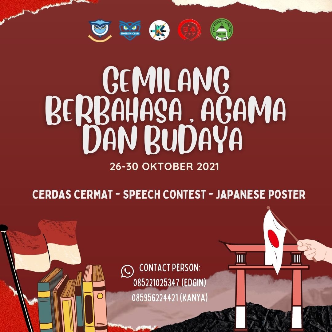 Halo, Warga SMANSA!📢
Para pemuda gemilang penerus bangsa, di era pandemi COVID-19 ini kita harus mengunjukkan ide kreatif dan bakat yang tidak boleh disia-siakan. Maka dari itu, dalam memperingati bulan bahasa yuk berpartisipasi dalam lomba bulan bahasa GASADAYA! Kami tunggu ya!