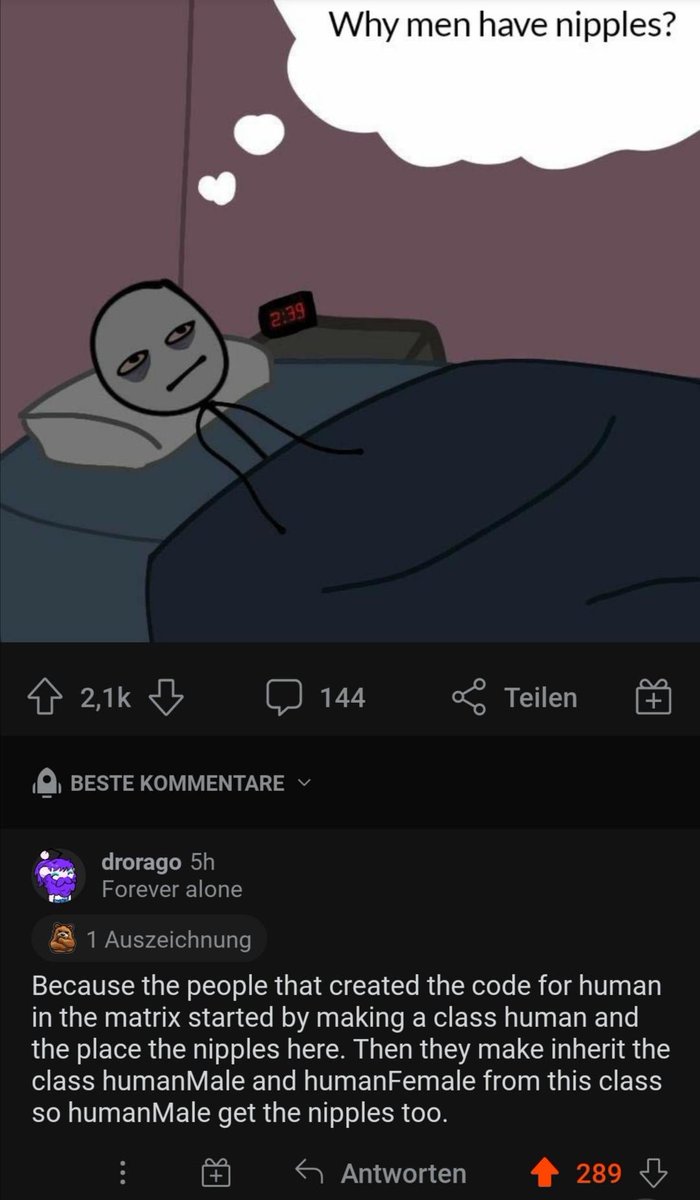 geekfun0's tweet image. Why men need nipples? #programming #geekfun