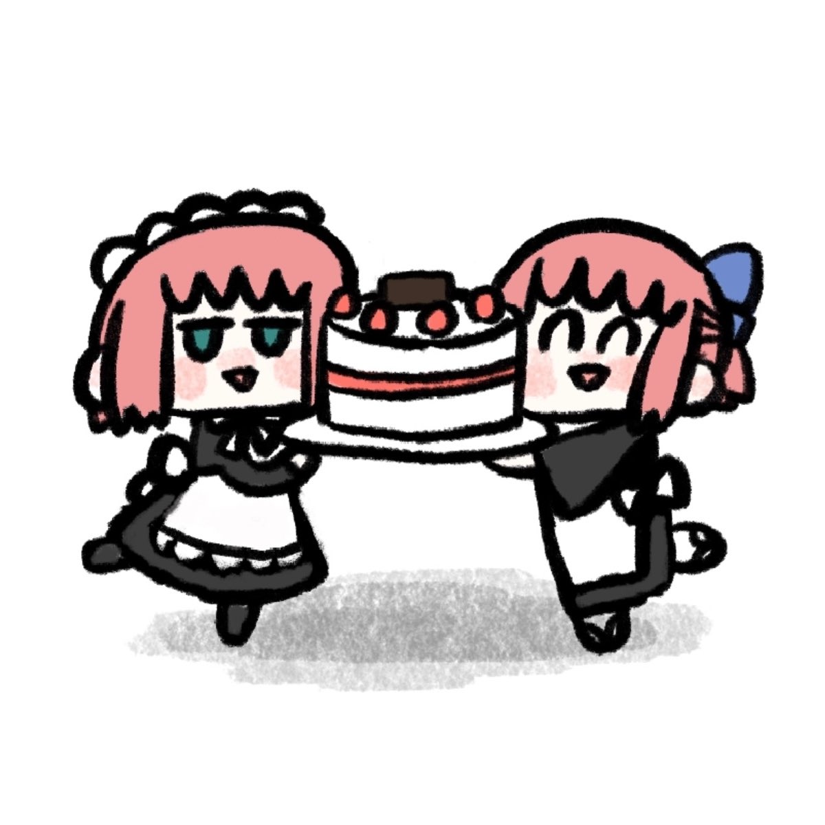 hisui (tsukihime) ,kohaku (tsukihime) multiple girls 2girls chibi apron siblings maid sisters  illustration images