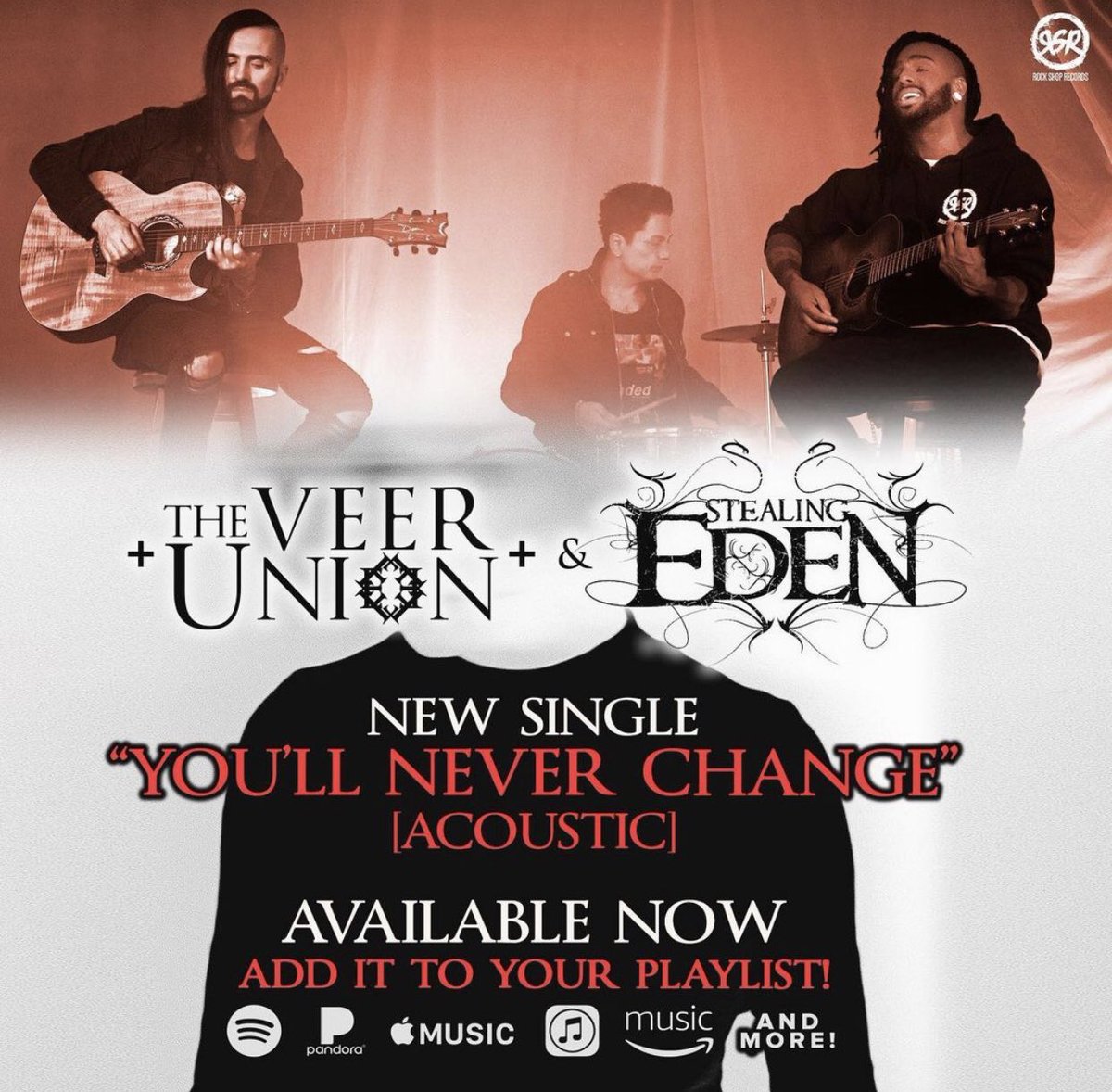 rockshoprecords's tweet photo. The Veer Union NEW SINGLE “You’ll Never Change” feat. Stealing Eden (Acoustic) is OUT NOW! ADD it to your Playlists or Purchase it NOW! LINK IN BIO!
.
.
.
#theveerunion #stealingeden #acoustic #rockshoprecords #newmusic https://t.co/bRfhDYYpBu