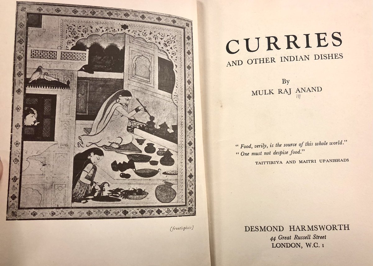 oinkness's tweet photo. I discovered an out of print cookbook with “hints for housewives” - by Mulk Raj Anand! It has some interesting recipes like Brinjal (eggplant) pickle. Not sure about some of the advice though. #bottomshelf #rarebooks #literarytreasures https://t.co/3PgXdp6fLC