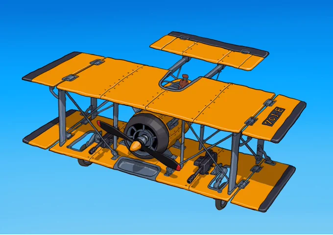 #メカ #イラスト #illustration 
箱型飛行機 