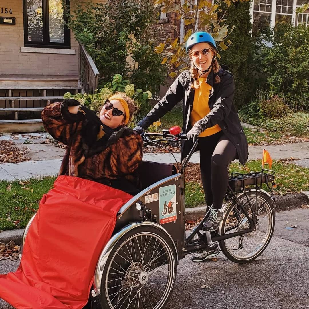 Cycling Without Age (@cwa_toronto) on Twitter photo "Disabled and decadent. One of my best days in a really long time thanks to @cwatoronto and their accessible bike (and the strong thighs of <a href="/clairemaloo/">Claire Marie</a>)" via <a href="/lcpeets/">🇺🇦 Half-Mast Flags Aren't Enough</a> #getoutside #cycling #activeliving #fall #biketo #biking #disability #disabilitypride "Disabled and decadent. One of my best days in a really long time thanks to @cwatoronto and their accessible bike (and the strong thighs of <a href="/clairemaloo/">Claire Marie</a>)" via <a href="/lcpeets/">🇺🇦 Half-Mast Flags Aren't Enough</a> #getoutside #cycling #activeliving #fall #biketo #biking #disability #disabilitypride
