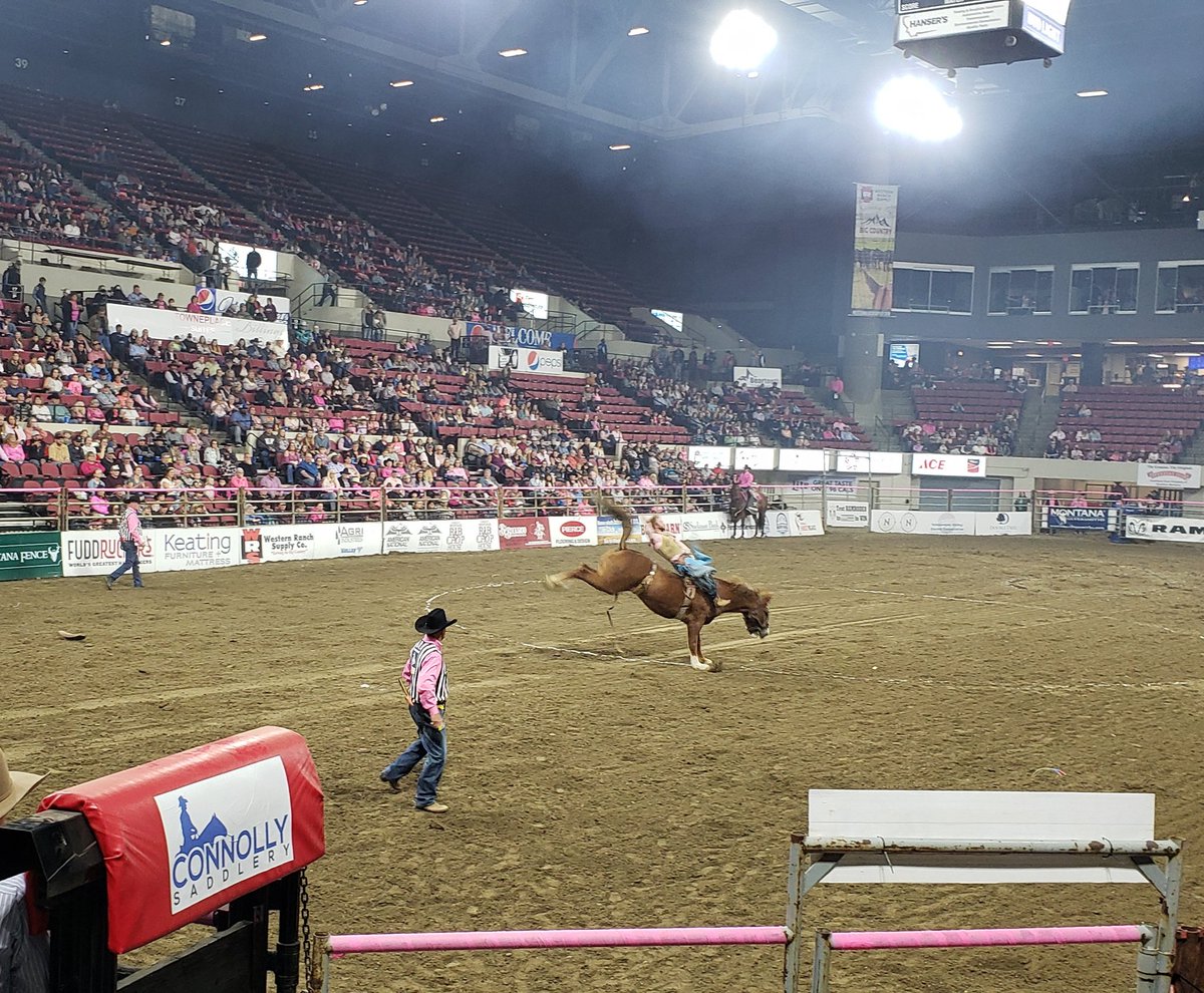 The_NILE's tweet photo. The bareback riders were on fire tonight! An 82 point ride is leading tonight's performance. #pinknight #nile2021 https://t.co/mjG9RpIBIf